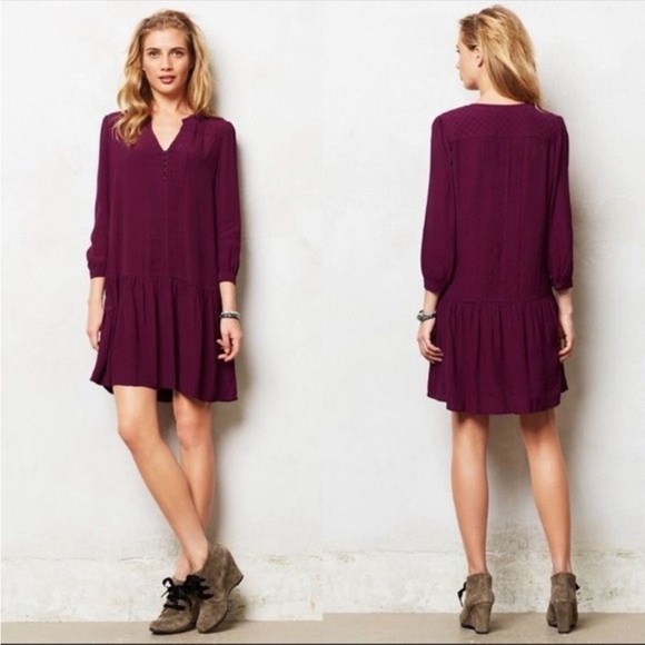 ANTHROPOLOGIE Maeve Galina dress purple sangría - Picture 1 of 7